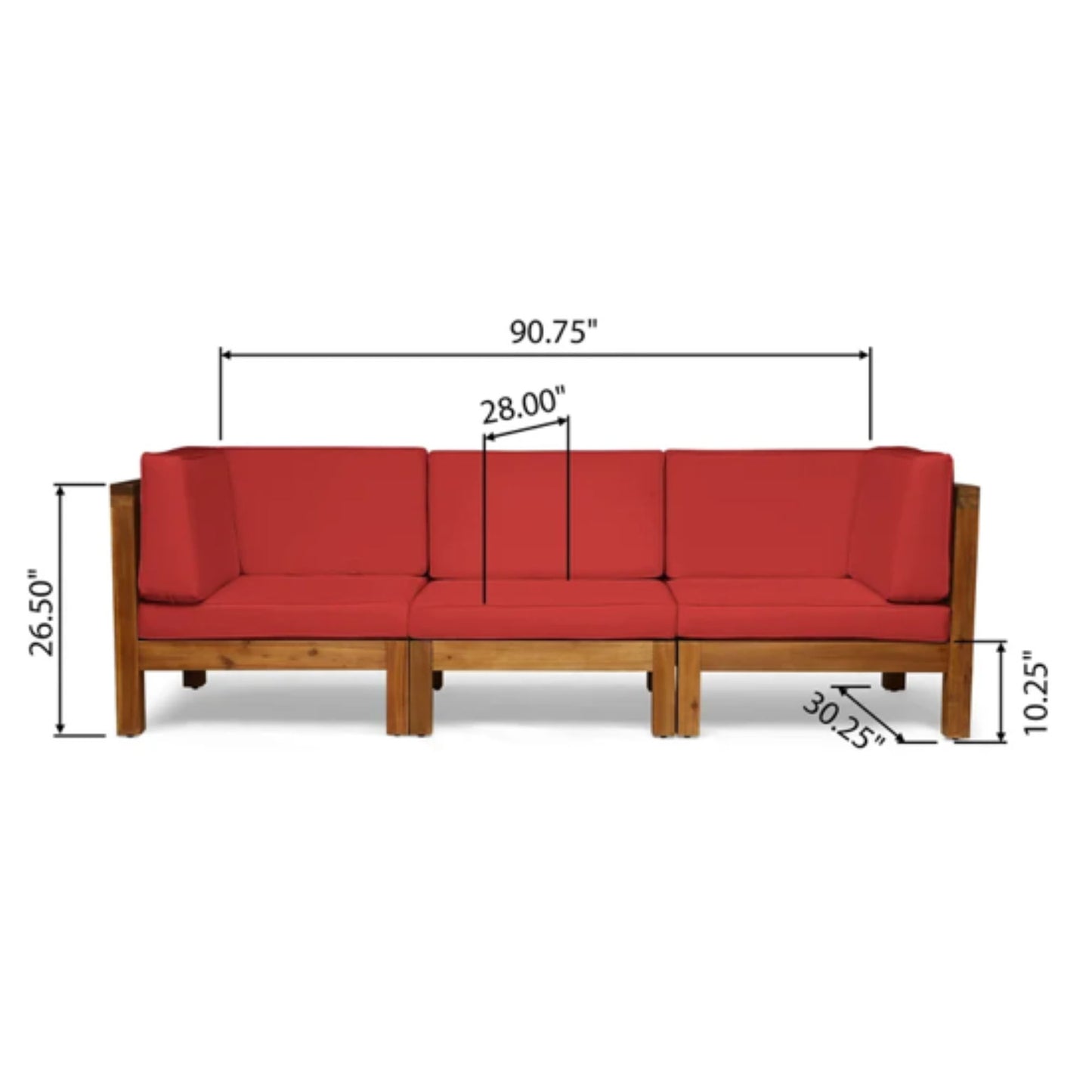 Oana - 3 Piece Sofa Set With Water Resistant Cushions Noble House