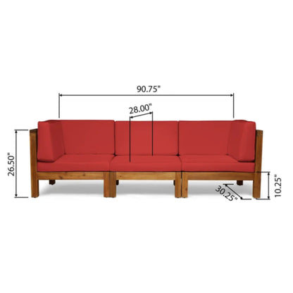 Oana - 3 Piece Sofa Set With Water Resistant Cushions Noble House