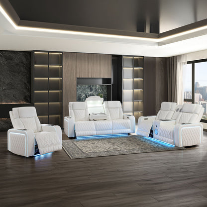 Electra - Power Reclining Set With Power Headrests, Massage And LED Lighting Matrix Furniture Group