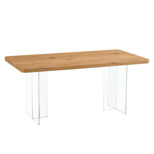 Modern Minimalist Wooden Table With Acrylic Legs Home Essentials
