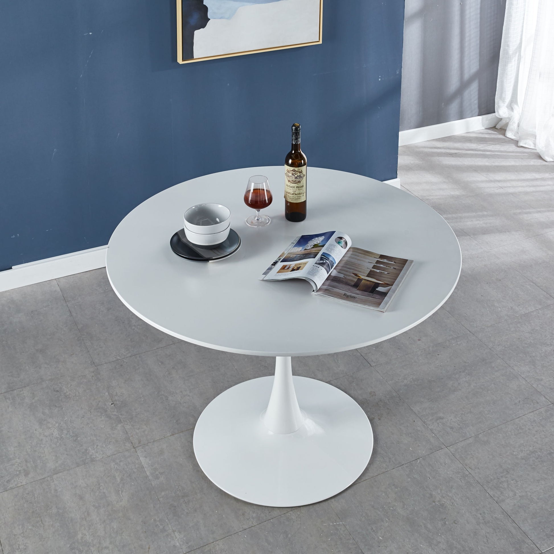 Tulip Table Mid-Century Dining Table With Round MDF Table Top, Pedestal Dining Table, End Table Leisure Coffee Table Home Essentials