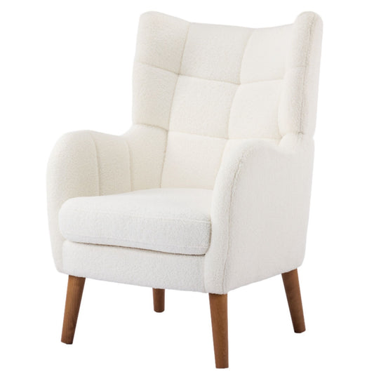 Accent Chair With Birch Wood Legs - White Noble House