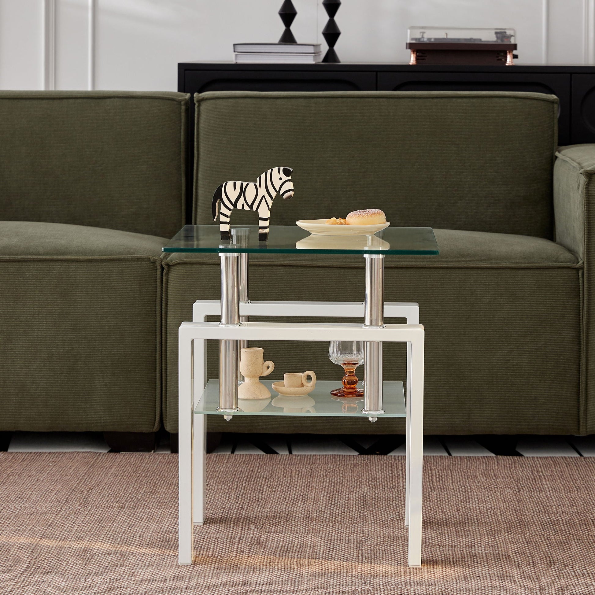 Tempered Glass Table With Storage Home Essentials