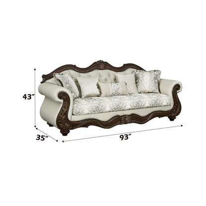 Pierce - Sofa With 5 Pillows - Beige / Cherry Acme