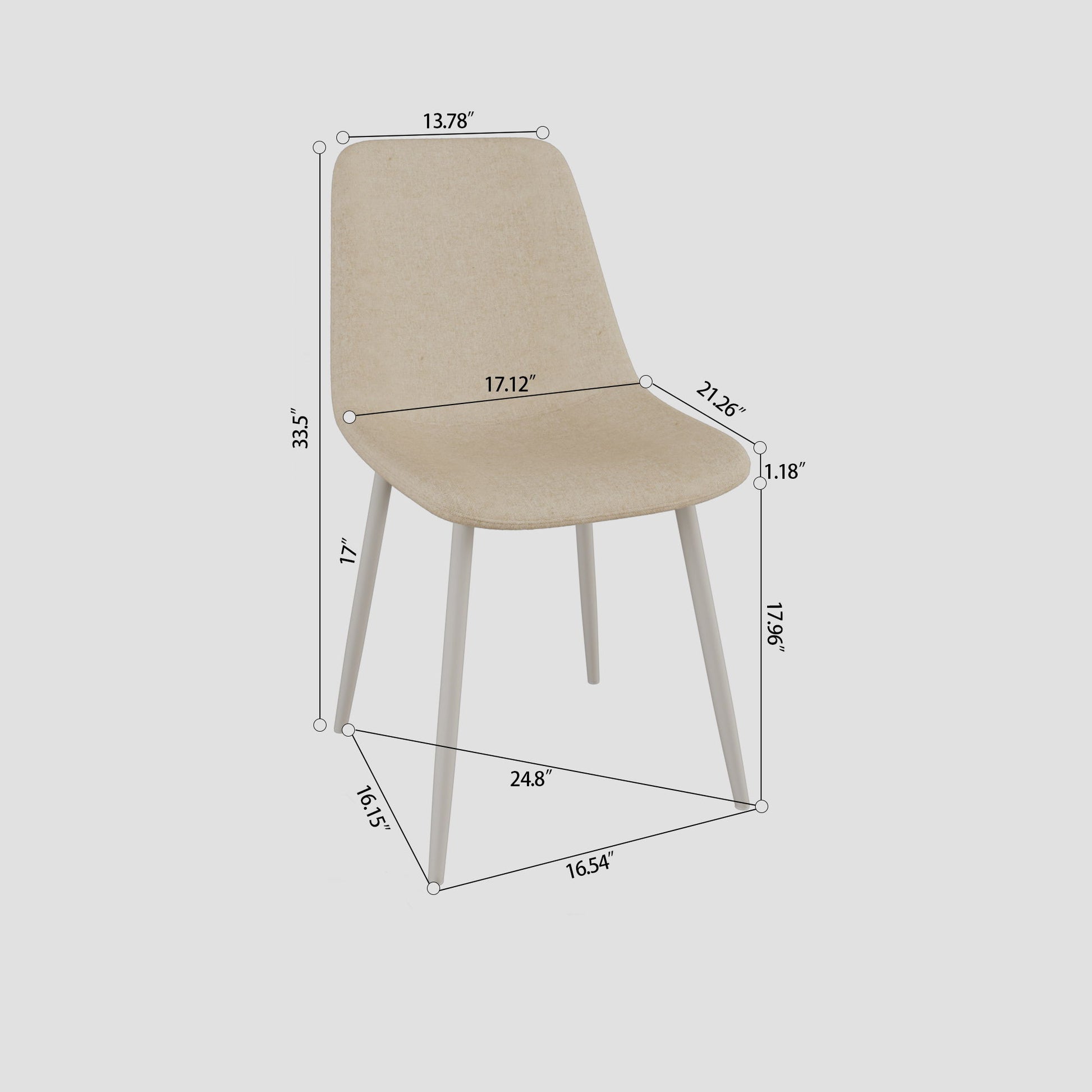 Modern Kitchen Dining Chairs (Set of 4) With Linen Padding And Sturdy Metal Legs - Beige Home Essentials