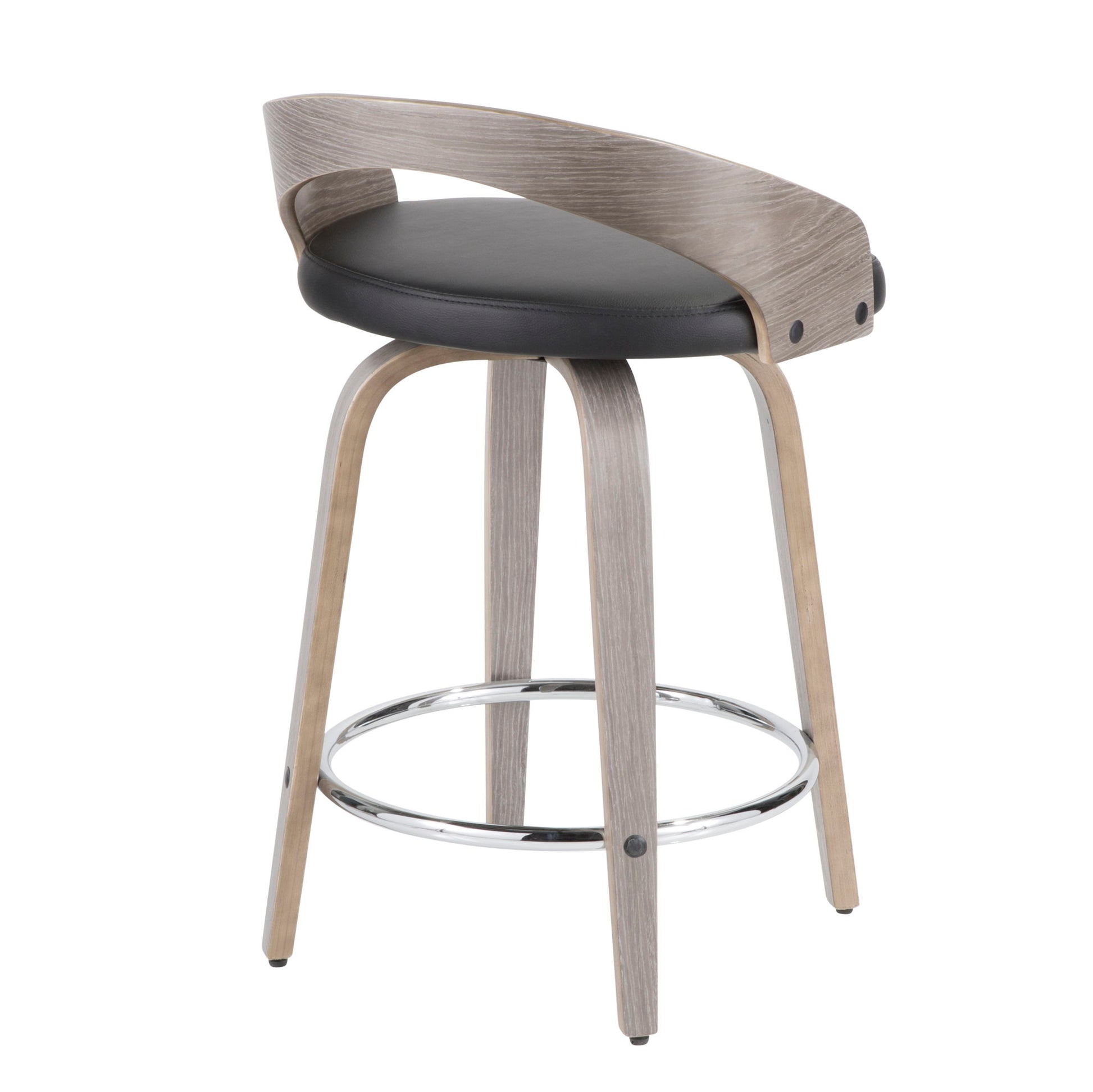 Grotto - Contemporary Fixed Height Counter Stool & Swivel With Round Footrest (Set of 2) Lumi Source