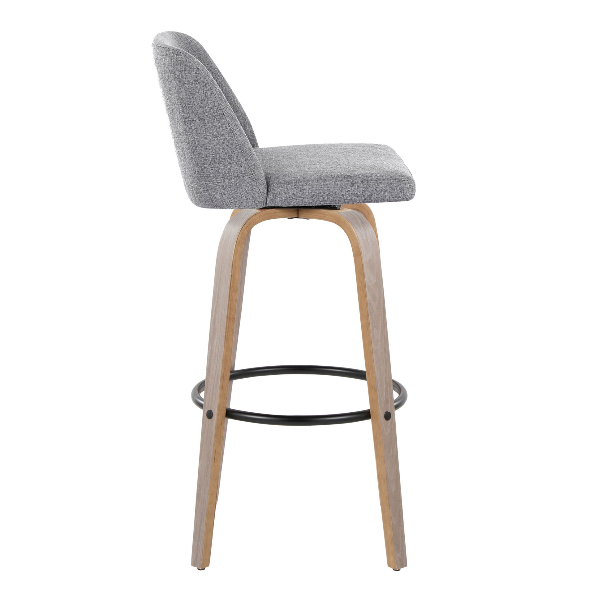 Toriano - Contemporary Fixed Height Barstool With Swivel With Round Footrest Comfort And Style (Set of 2) Lumi Source