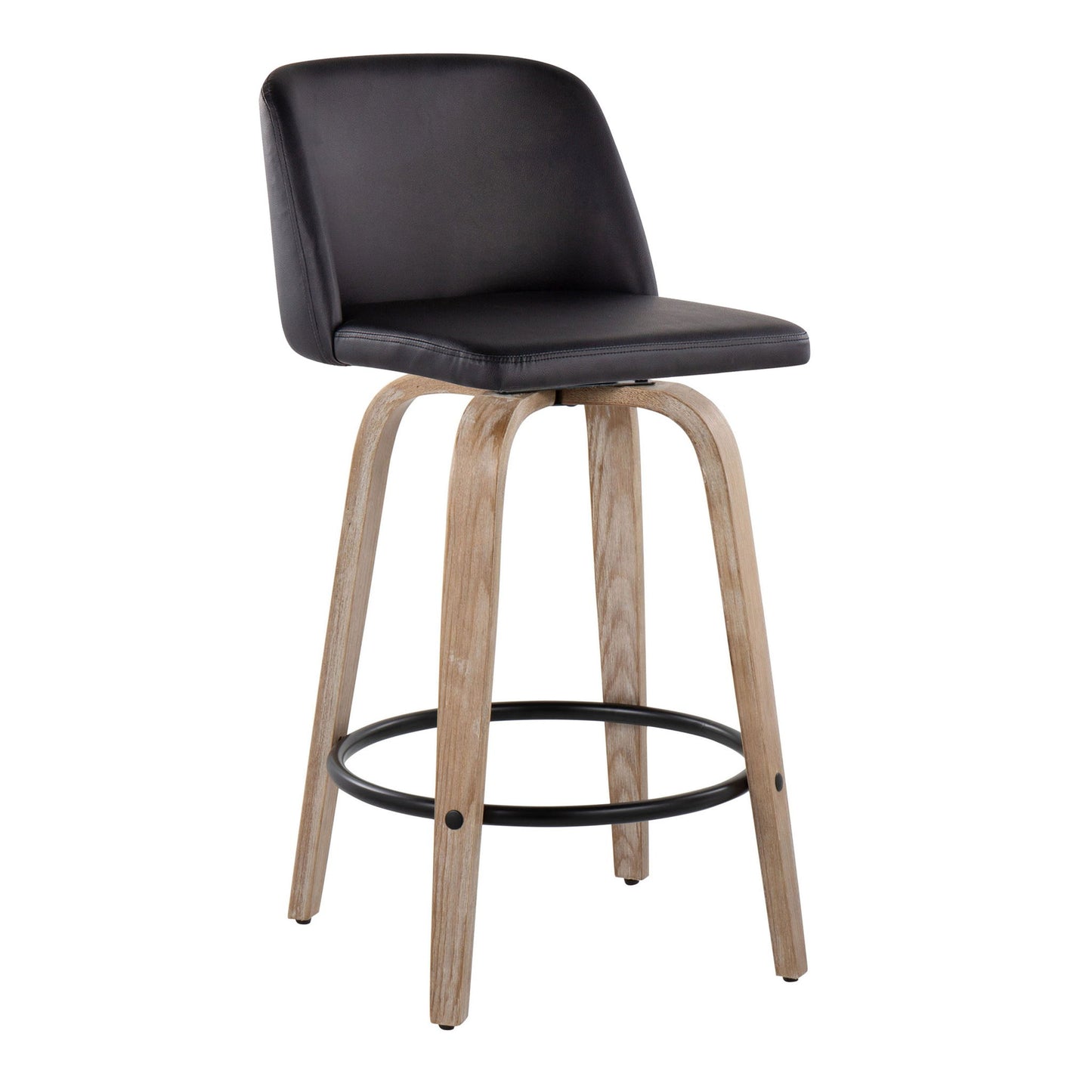 Toriano - Contemporary Fixed-Height Counter Stool & Swivel With Round Footrest (Set of 2) Lumi Source