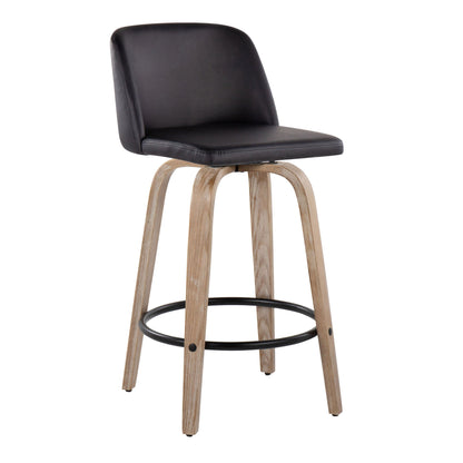 Toriano - Contemporary Fixed-Height Counter Stool & Swivel With Round Footrest (Set of 2) Lumi Source