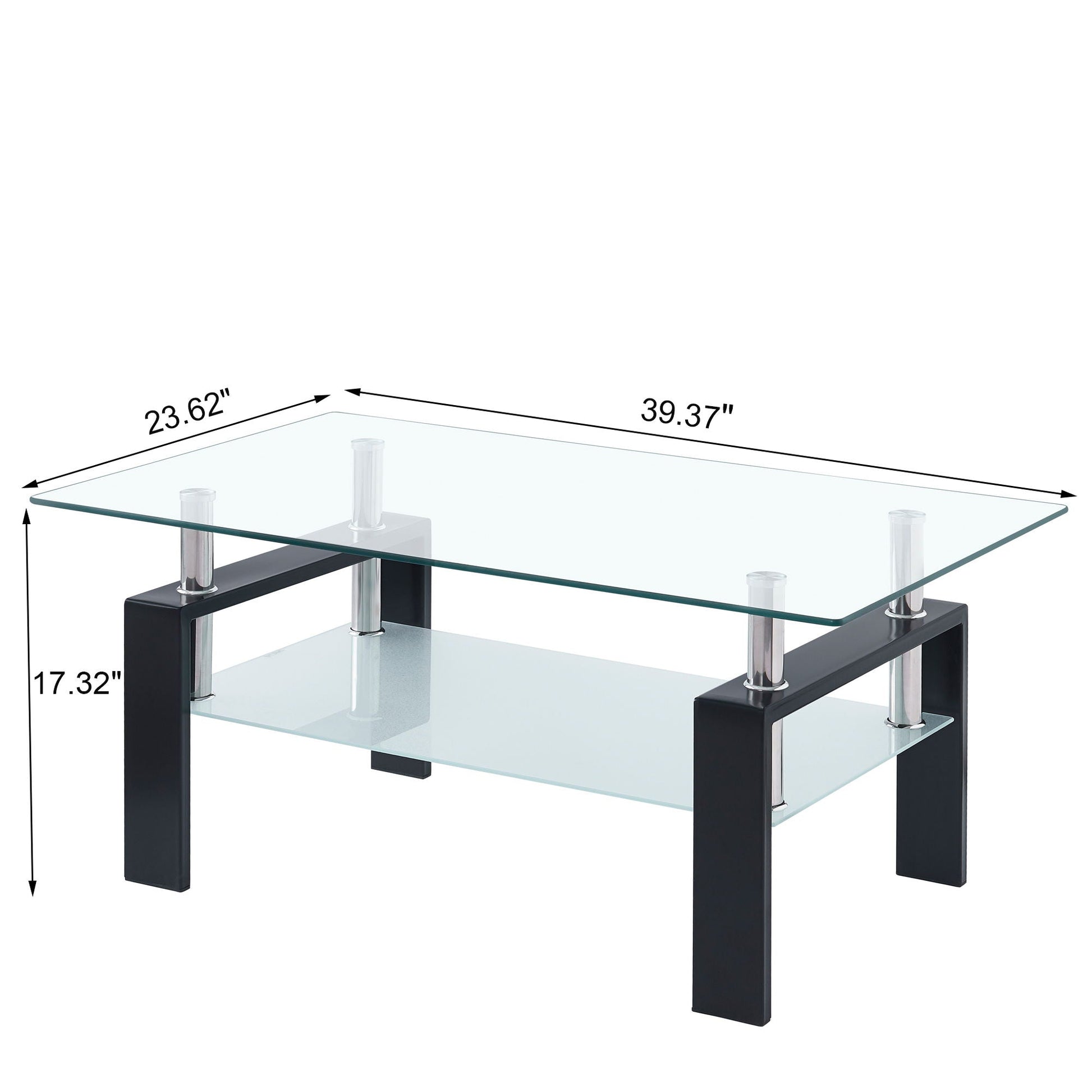 Luxury Modern Tempered Glass Coffee Table With 2 Layers Home Essentials