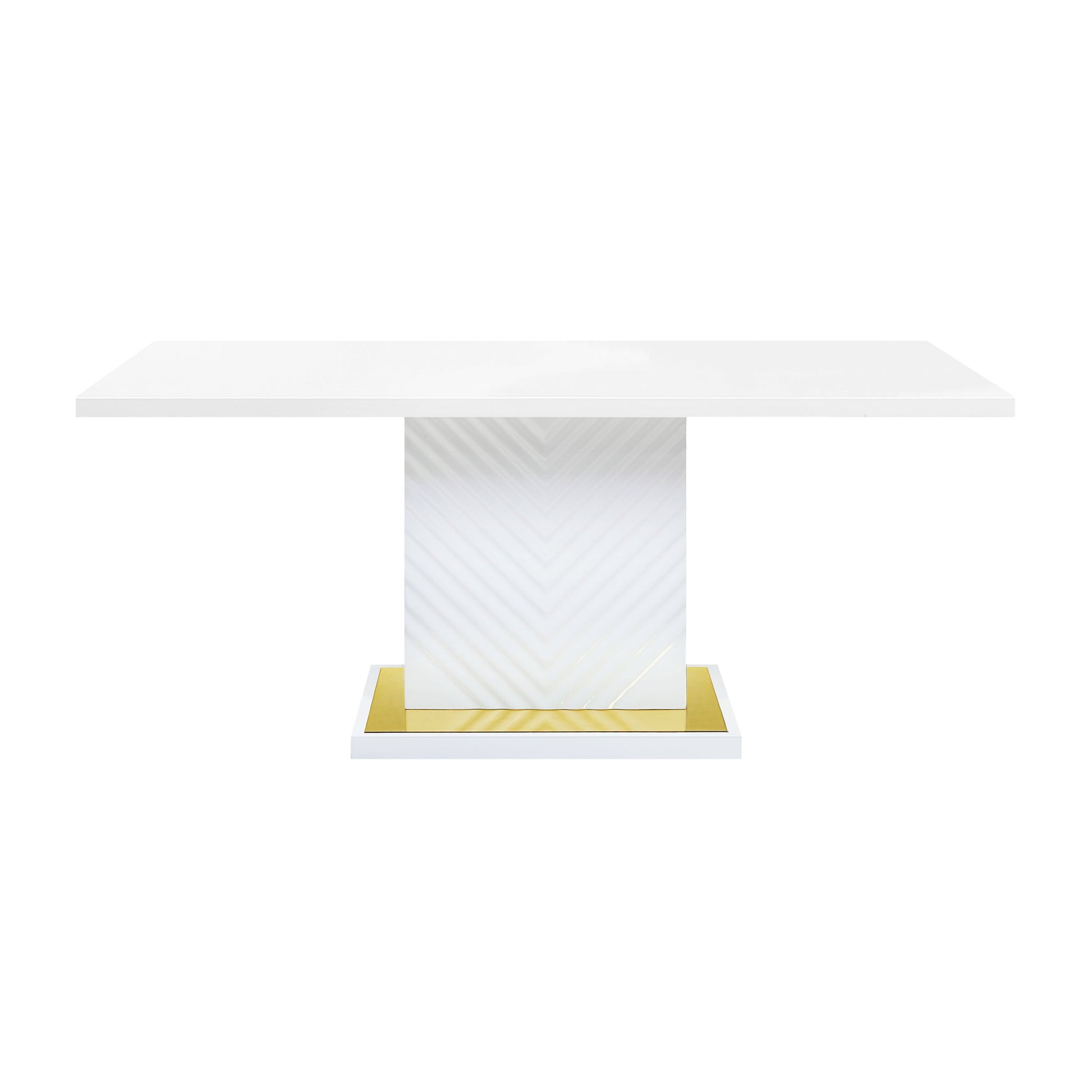 Gaines - High Gloss Dining Table With Pedestal Base Acme