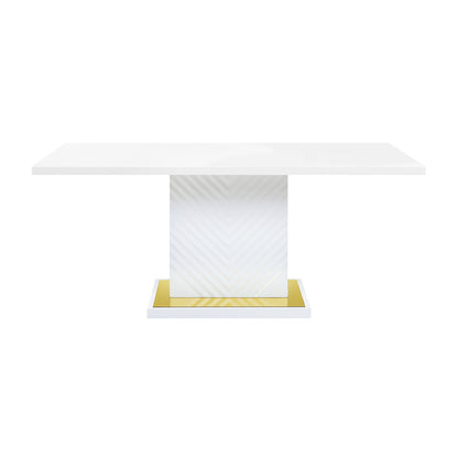 Gaines - High Gloss Dining Table With Pedestal Base Acme