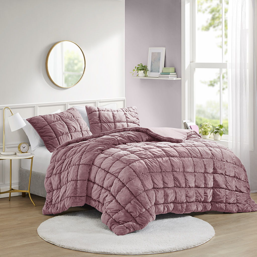 Velvet Dream Puff - 2 Piece Comforter Set - Pink