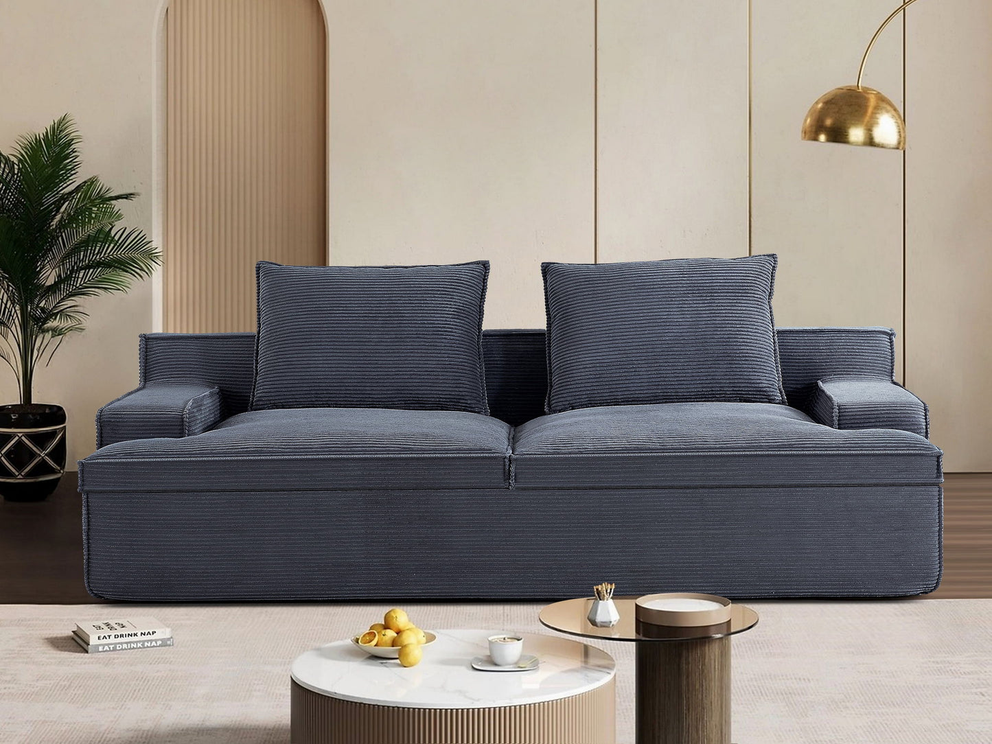 Nimbus - Oversized Full Foam 4 Seater Couch For Living Room Upholstered In Soft Corduroy, Wide Armrests US Pride