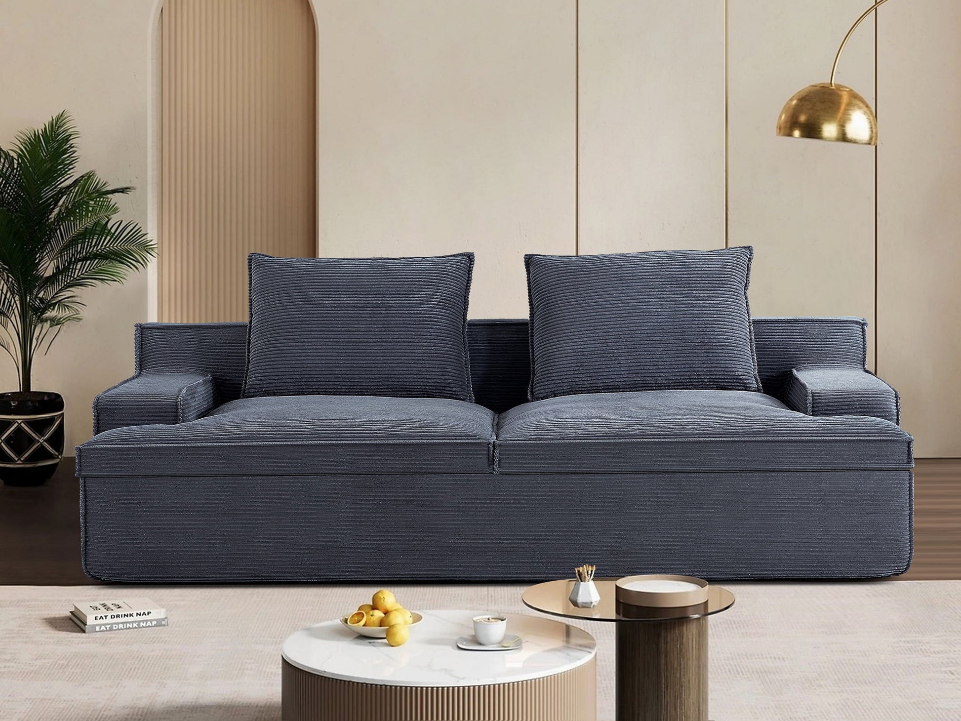 Nimbus - Oversized Full Foam 4 Seater Couch For Living Room Upholstered In Soft Corduroy, Wide Armrests US Pride
