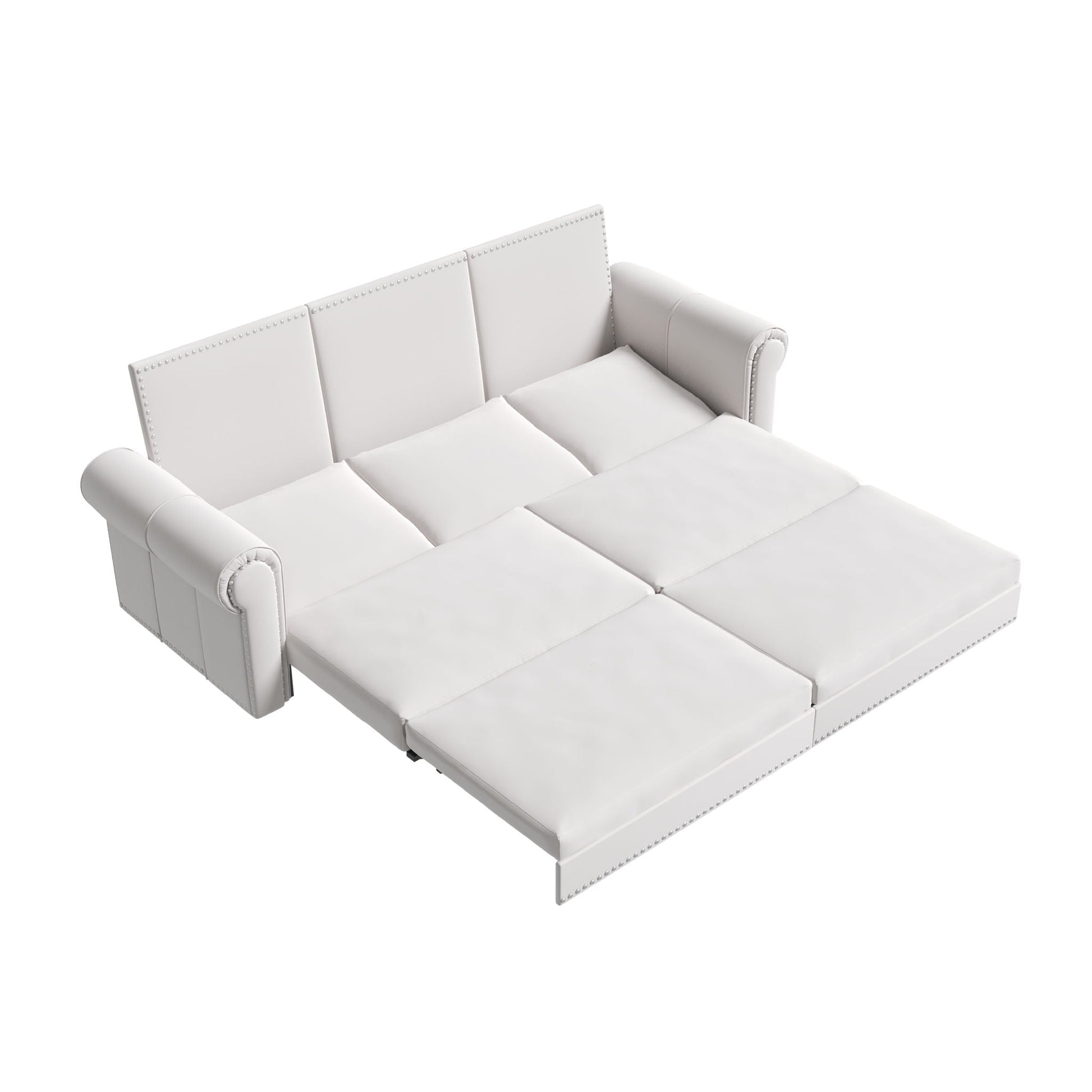 3 In 1 Convertible Sleeper Sofa With Nailhead Trim & Rolled Arm Home Essentials