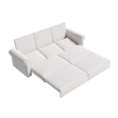 3 In 1 Convertible Sleeper Sofa With Nailhead Trim & Rolled Arm Home Essentials