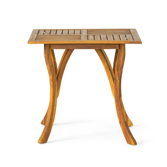 Outdoor Rectangular Table With Curved Legs And Perpendicular Wooden Slats Table Top Noble House