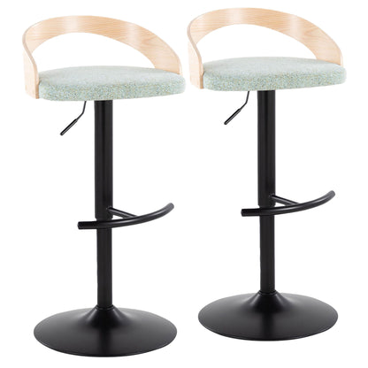 Grotto - Contemporary Adjustable Barstool With Swivel & Rounded T Footrest (Set of 2) Lumi Source