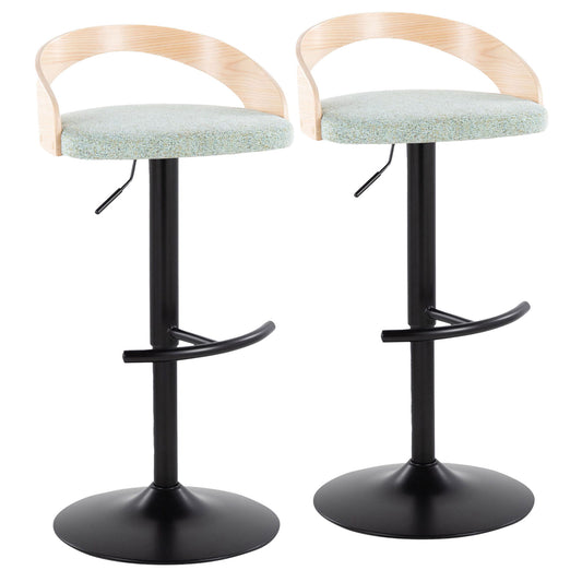 Grotto - Contemporary Adjustable Barstool With Swivel & Rounded T Footrest (Set of 2) Lumi Source