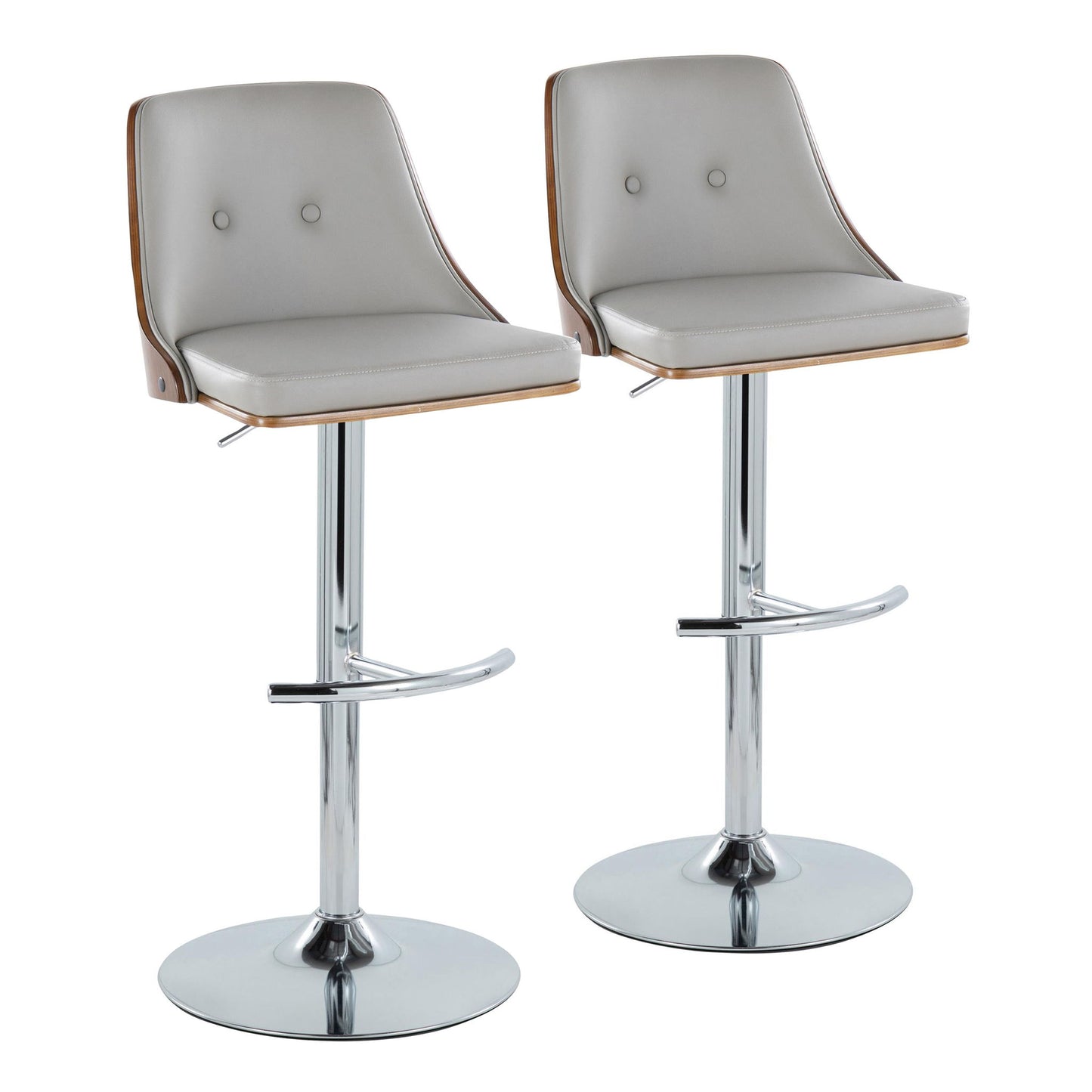 Gianna - Mid Century Modern Adjustable Barstool With Swivel With Rounded T Footrest (Set of 2) Lumi Source