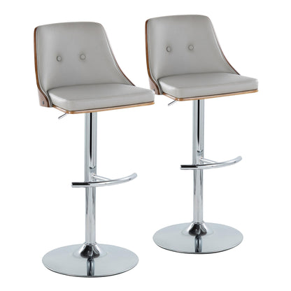 Gianna - Mid Century Modern Adjustable Barstool With Swivel With Rounded T Footrest (Set of 2) Lumi Source