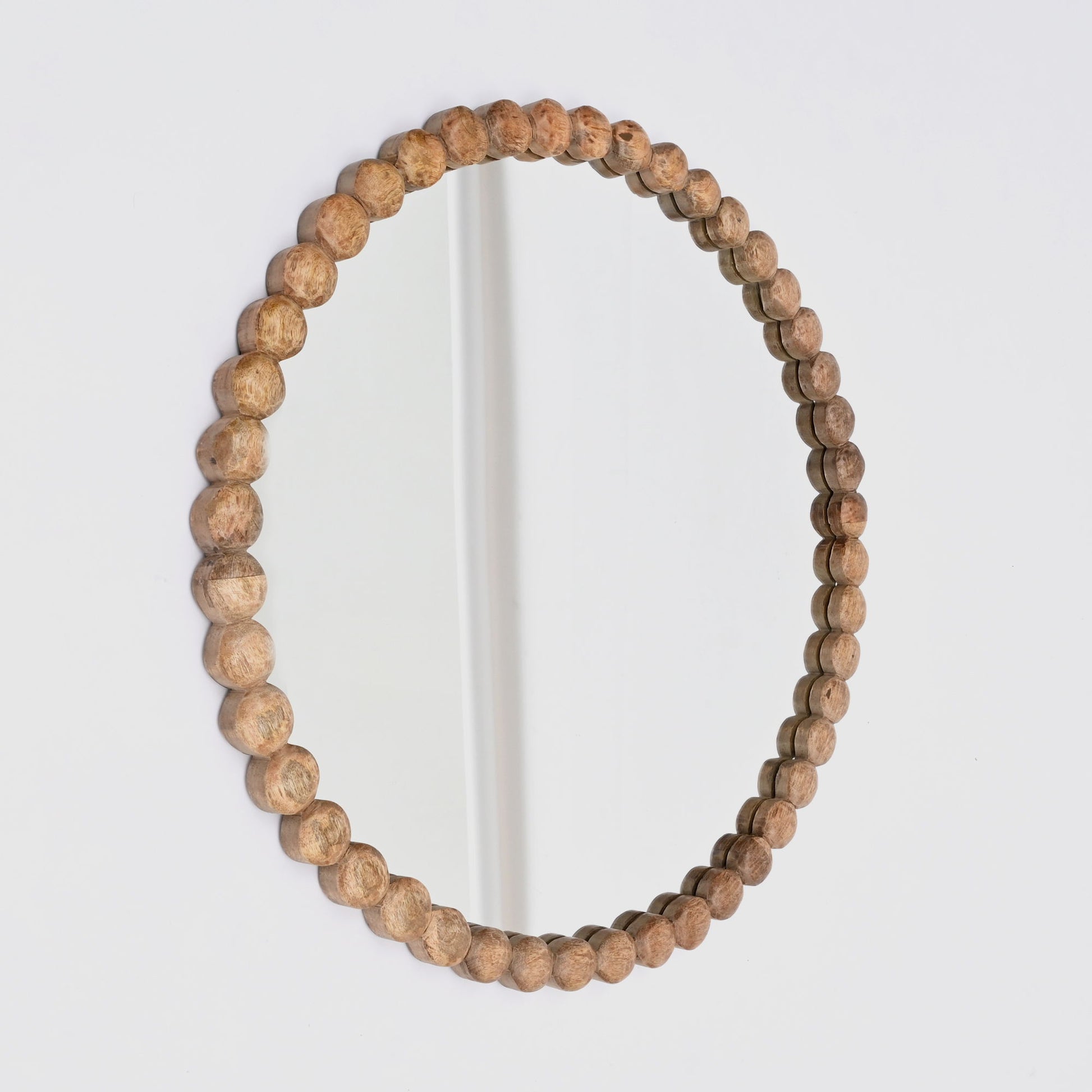 Decorative Round Hanging Wall Mirror With Bead Design Frame - Natural Daily Nest