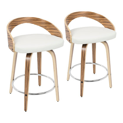 Grotto - Contemporary Fixed Height Counter Stool & Swivel With Round Footrest (Set of 2) Lumi Source