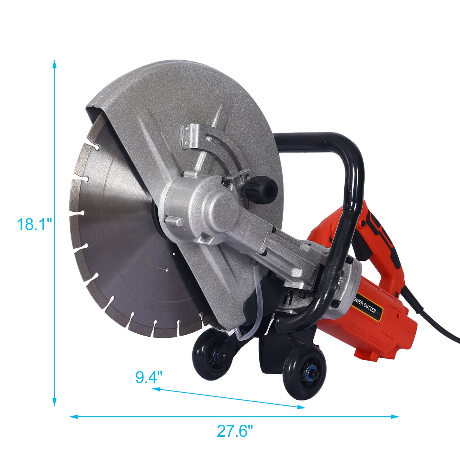 14" Electric Cut Off Saw Wet / Dry Concrete Saw Cutter With Guide Roller And Water Line Attachment, 3000W - Black / Silver Daily Nest
