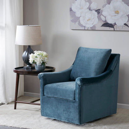 Swivel Chair With Curved Arms And Straight Back - Blue JLA