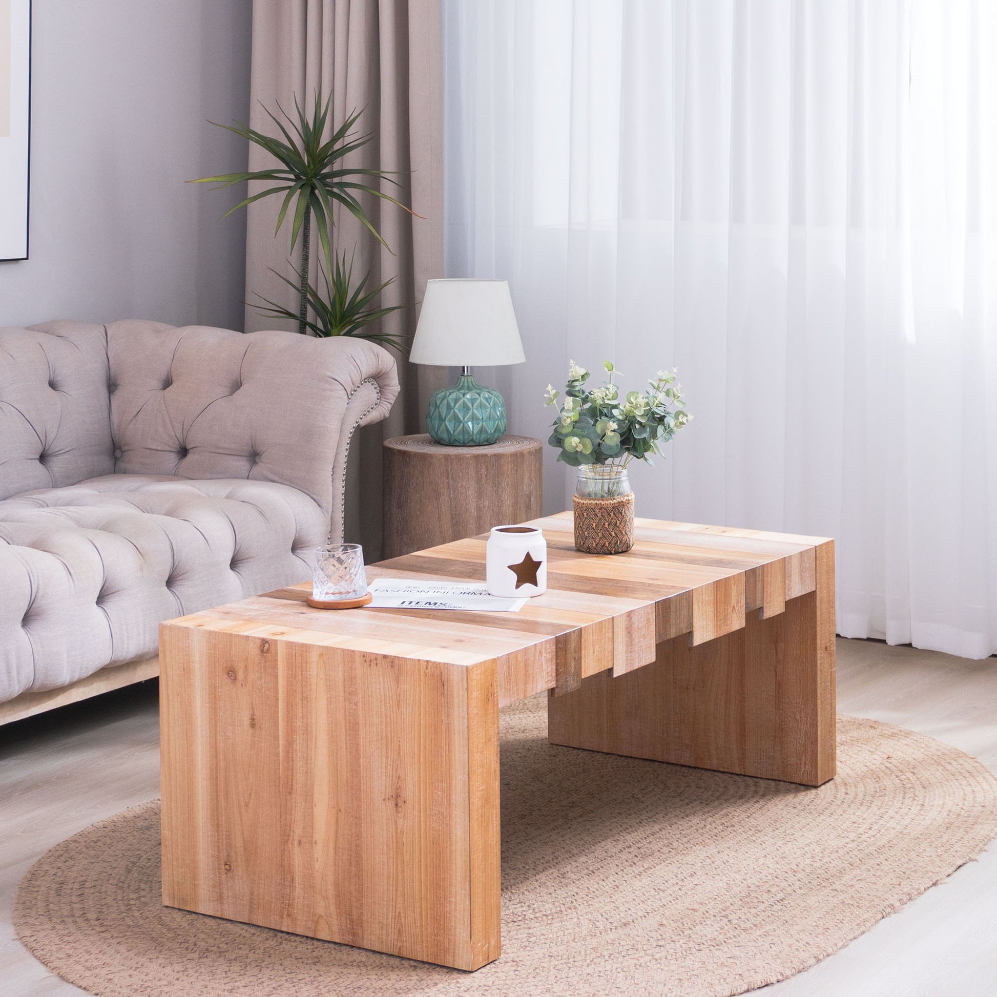 Modern Rustic Table With Sculpted Block Design Home Essentials