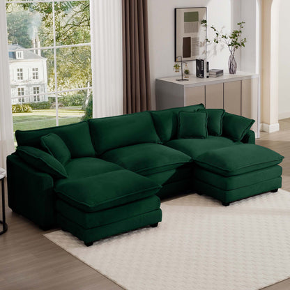 Modern Oversized Modular Cushion Sofa With Ottoman, Low Back, Deep Seating Sofa Set Home Essentials