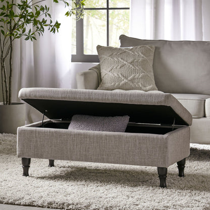 Dean - Fabric Storage Wide Tufted Rectangle Ottoman - Gray Noble House