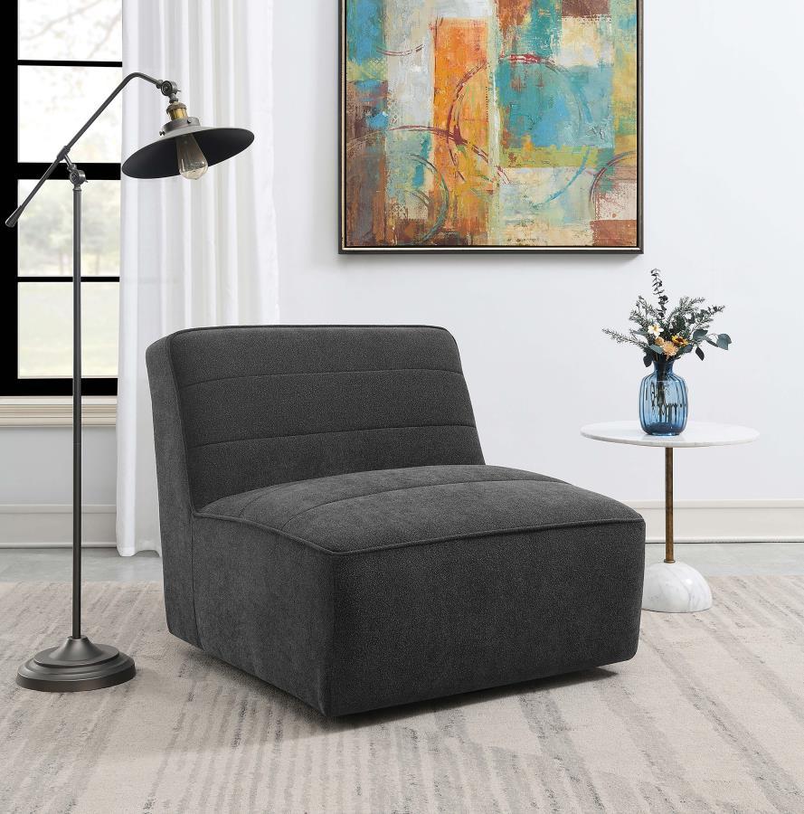 Cobie - Upholstered Armless Swivel Chair - Dark Charcoal Coaster Fine Furniture