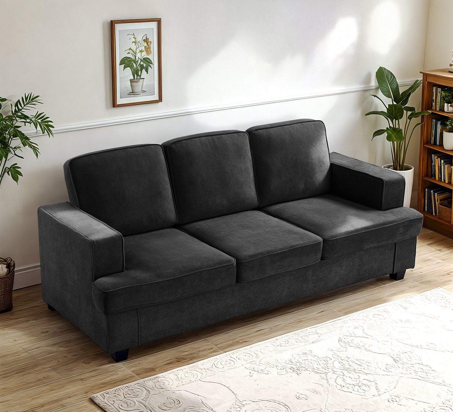 Modern Sofa, Comfortable 3 Seater Couch With Deep Seating, Loose Back Cushions, Wide Arms US Pride