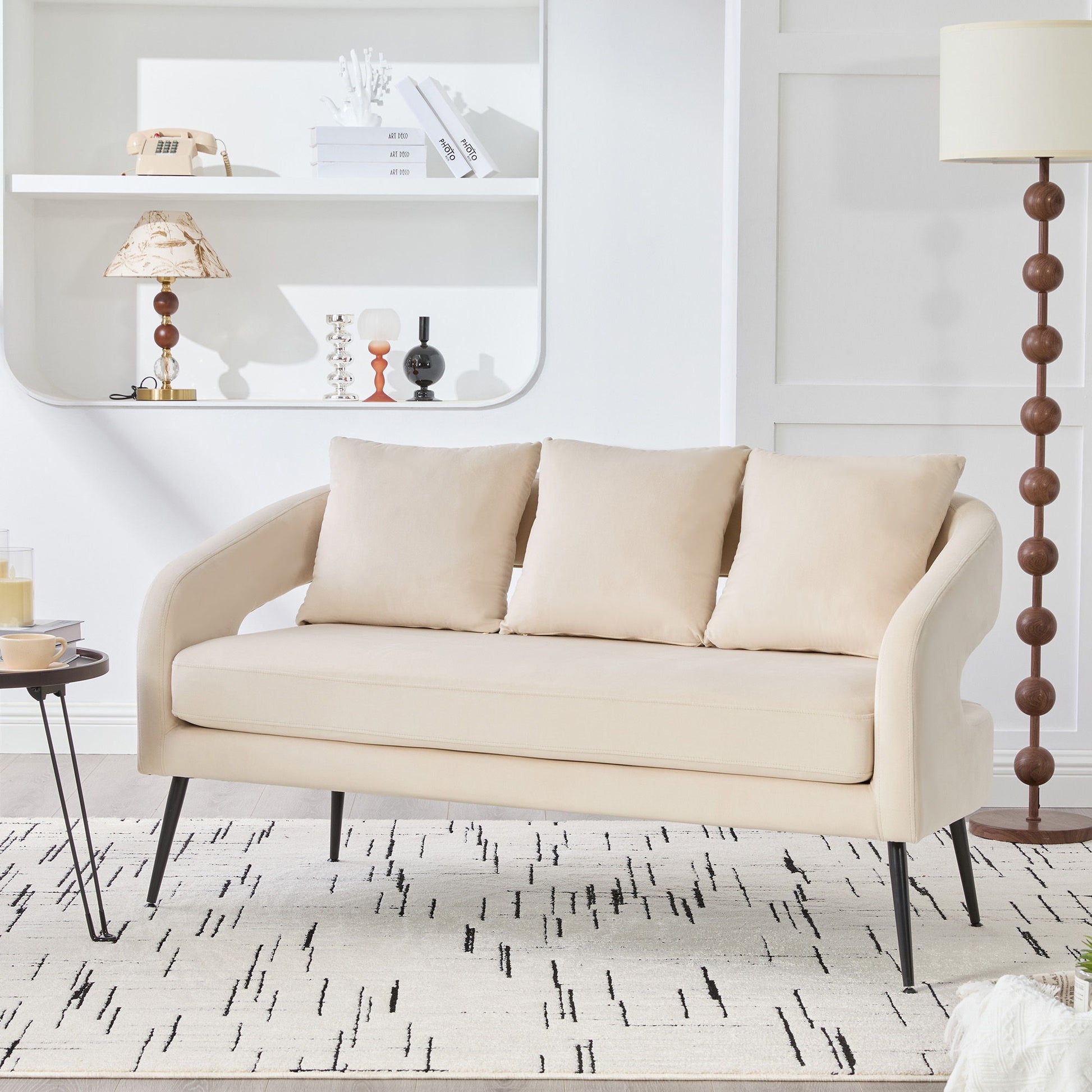 Open Back Loveseat Settee With 3 Pillows Home Essentials