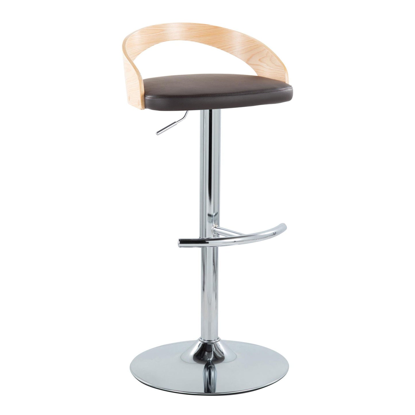 Grotto - Contemporary Adjustable Barstool, Swivel With Rounded T Footrest (Set of 2) Lumi Source