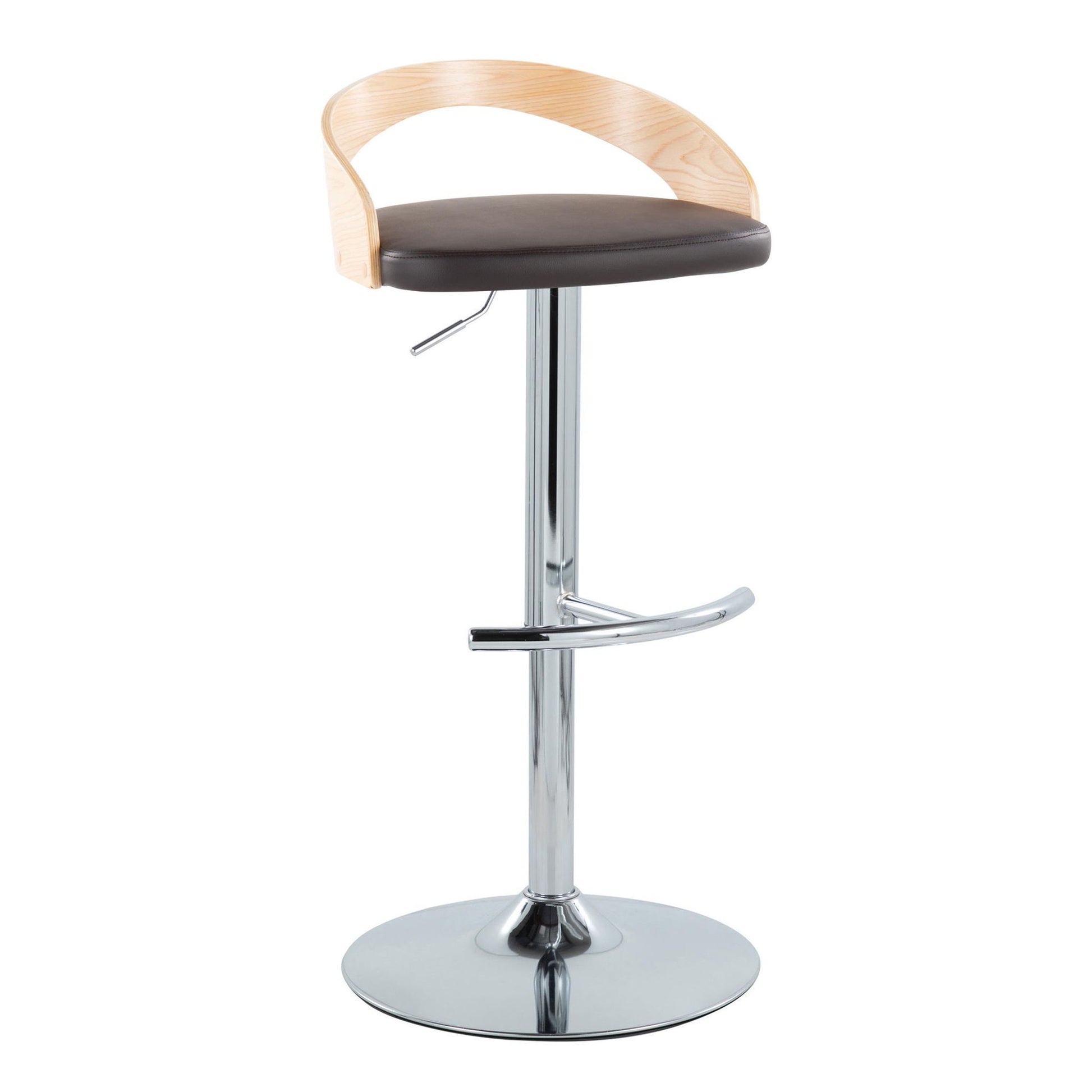 Grotto - Contemporary Adjustable Barstool, Swivel With Rounded T Footrest (Set of 2) Lumi Source