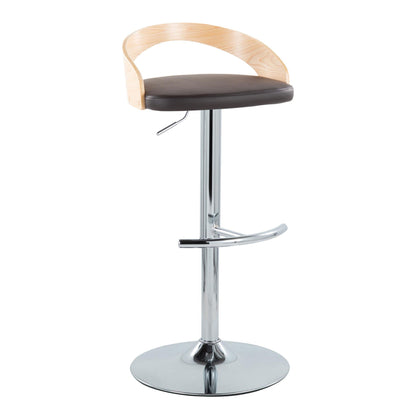 Grotto - Contemporary Adjustable Barstool, Swivel With Rounded T Footrest (Set of 2) Lumi Source