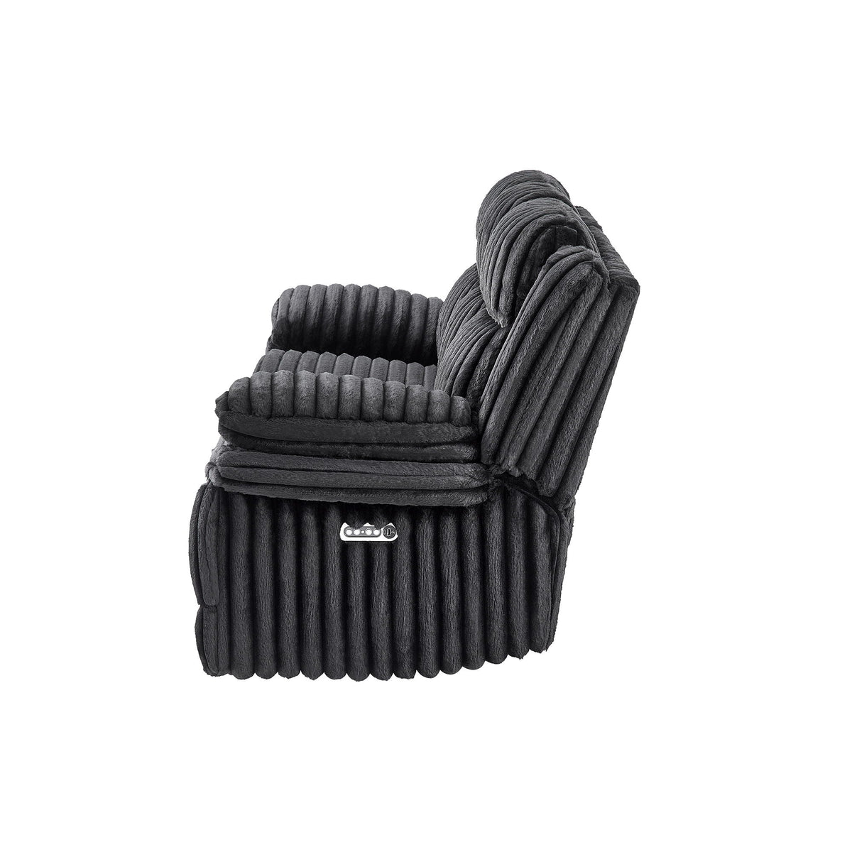Winston - Power Reclining Sofa With LED Lighting, Hidden Drawer, And Drop Down Table - Black Global Furniture USA