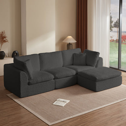 Cloud Sectional Couch, Convertible With Ottoman, 3 Seater Modular Design Home Essentials