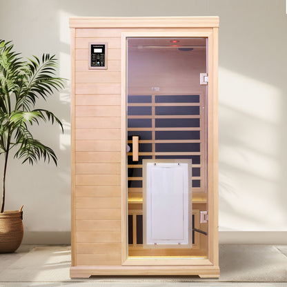 2 Person Far Infrared Hemlock Indoor Sauna Room - Natural Daily Nest