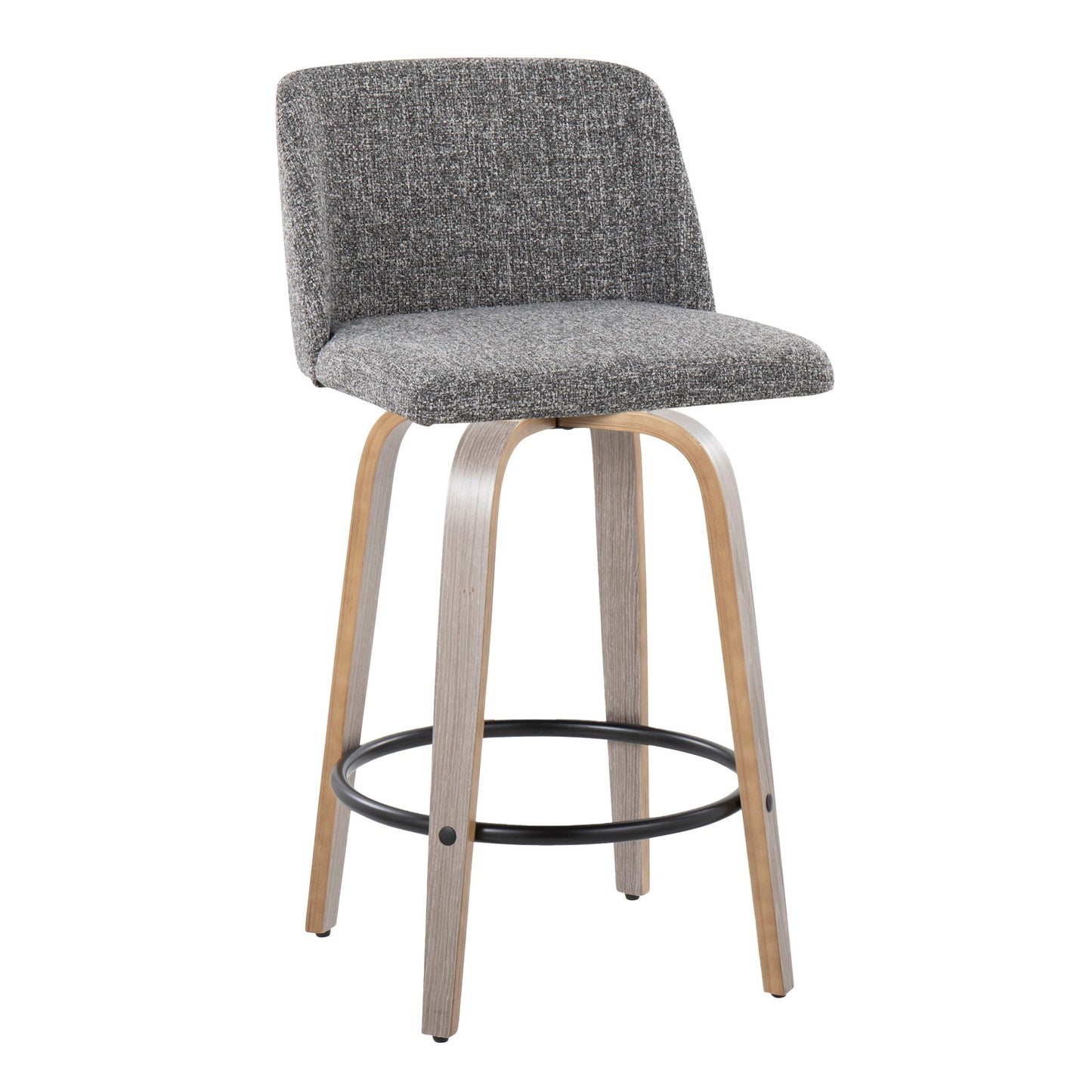 Toriano - Contemporary Fixed Height Counter Stool With Swivel & Round Footrest (Set of 2) Lumi Source