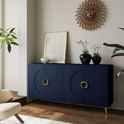 Modern Lacquered 4 Door Wooden Cabinet Sideboard Buffet Server Cabinet Storage Cabinet, For Living Room, Entryway, Hallway, Office, Kitchen And Dining Room Home Essentials