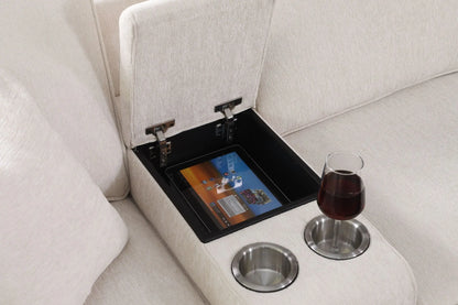 Rene - Sectional Sofa With Ottoman - Beige Urban Retreats