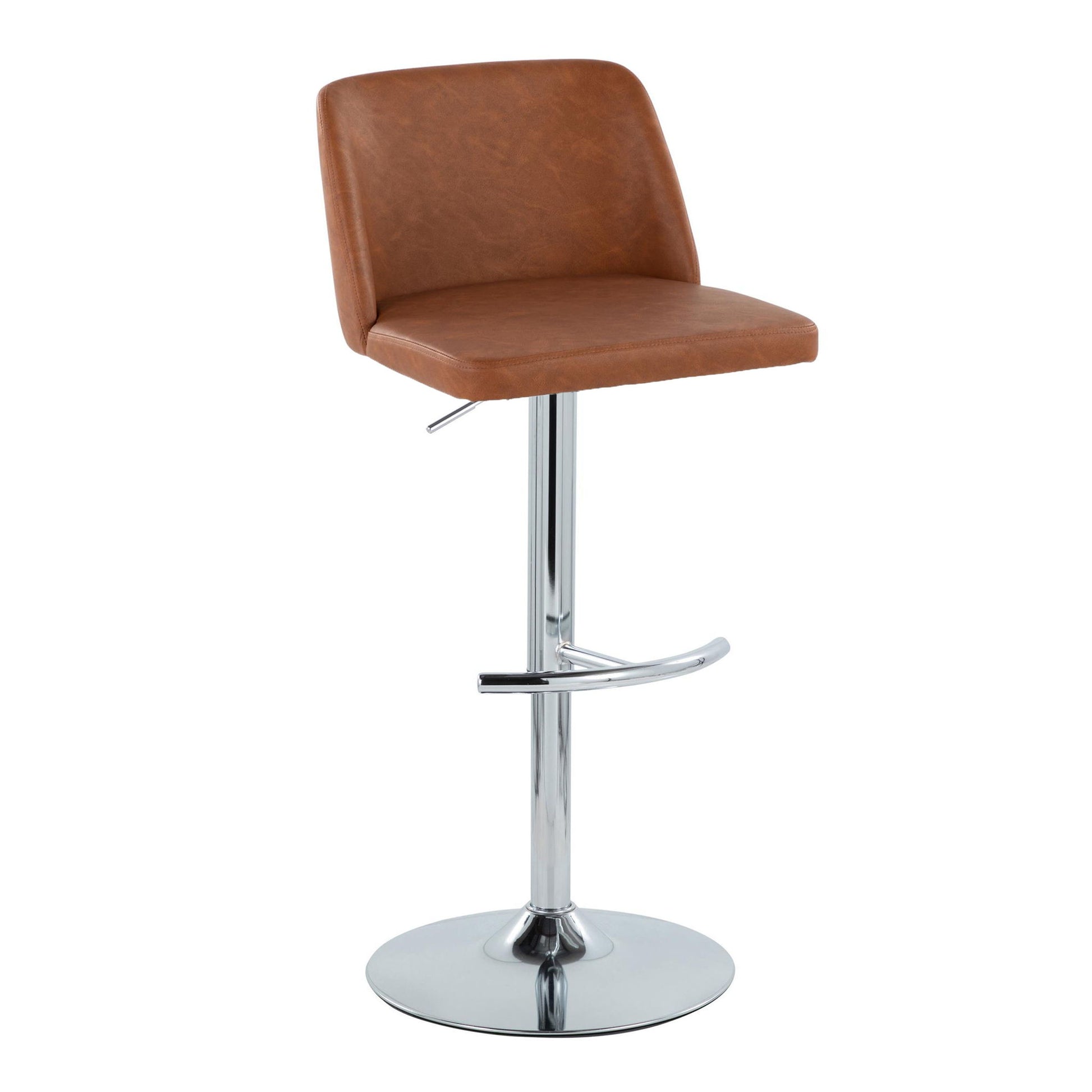 Toriano - Contemporary Adjustable Barstool With Swivel & Rounded T Footrest (Set of 2) Lumi Source