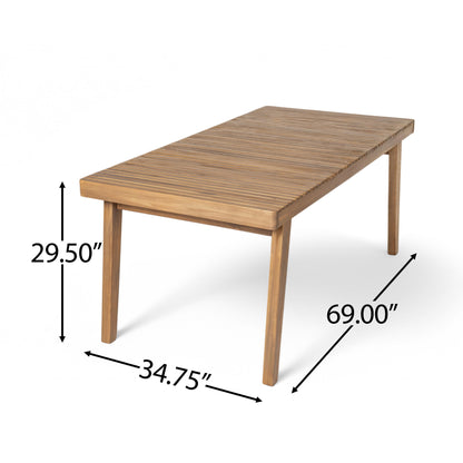 Outdoor Dining Table With Slatted Top, Ideal For Patio Noble House