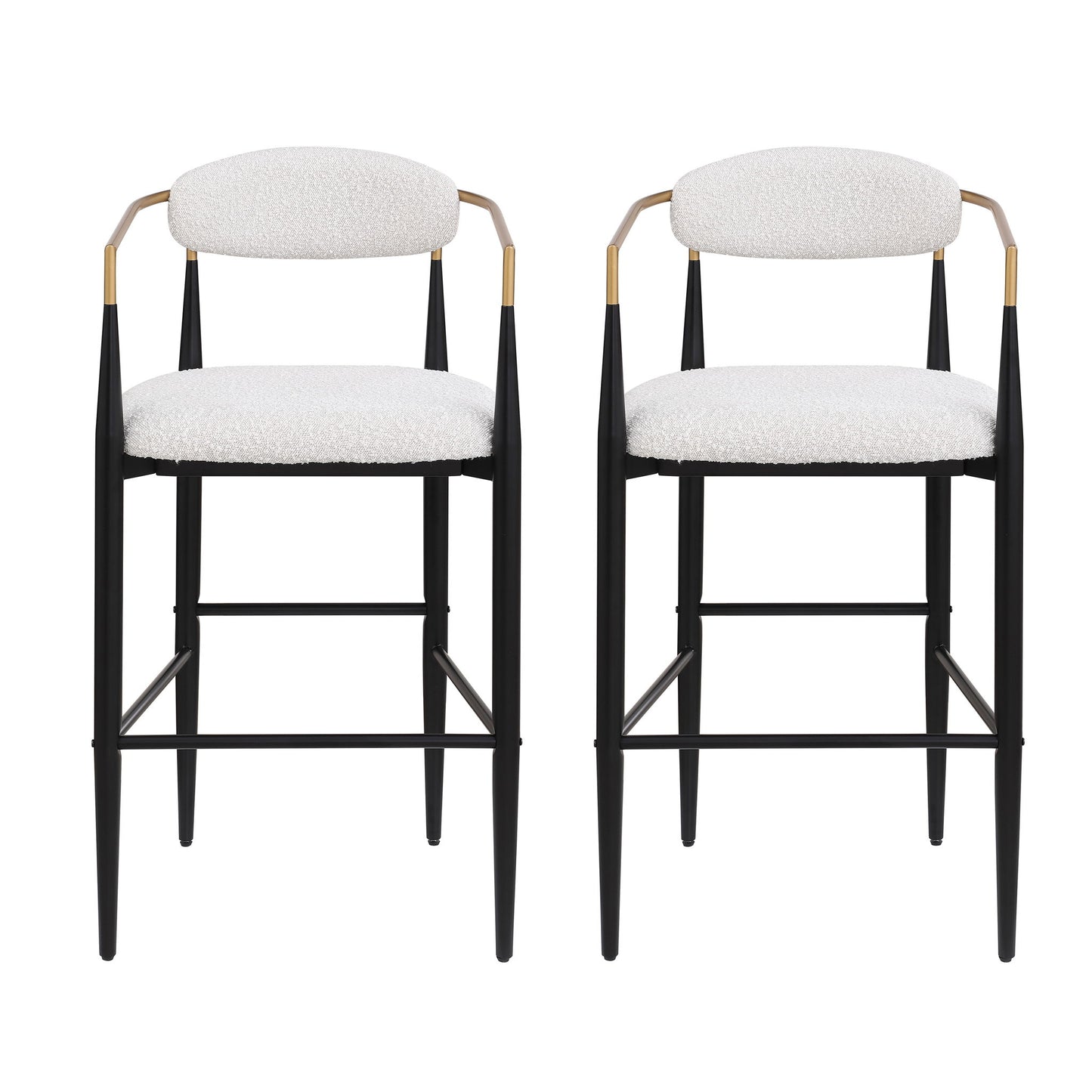 Upholstered Bar Stools With Backs For Kitchen Island (Set of 2) - Beige Noble House