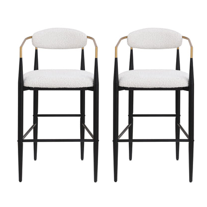 Upholstered Bar Stools With Backs For Kitchen Island (Set of 2) - Beige Noble House