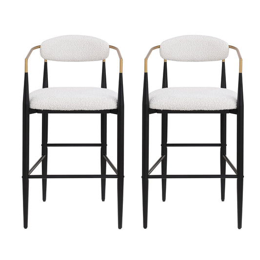Upholstered Bar Stools With Backs For Kitchen Island (Set of 2) - Beige Noble House